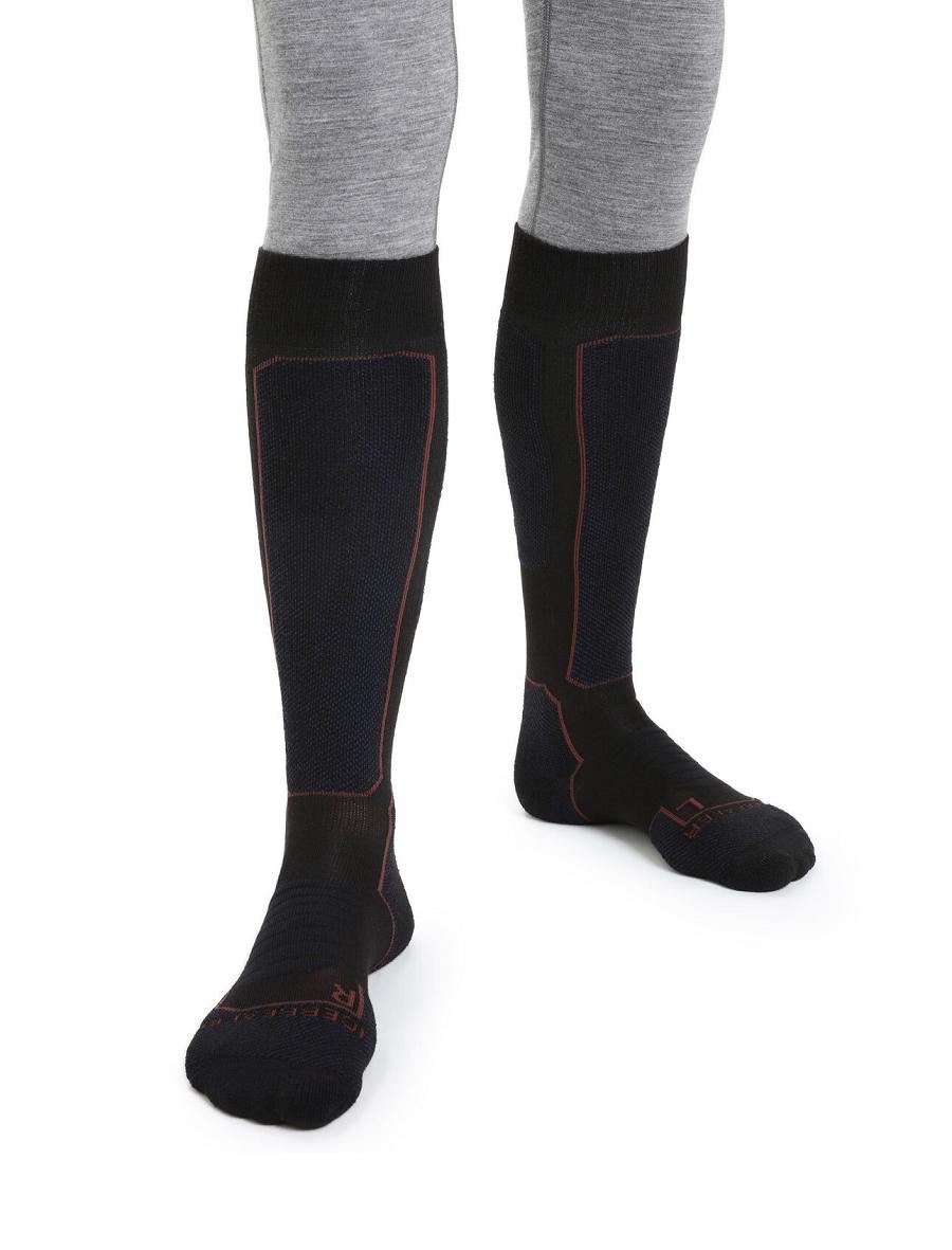 Black / Royal Navy Icebreaker Merino Ski+ Medium Over the Calf Men\'s Socks | AU 1028WNBY